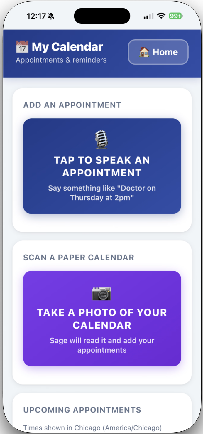 Calendar with voice-added appointments and paper calendar scanning